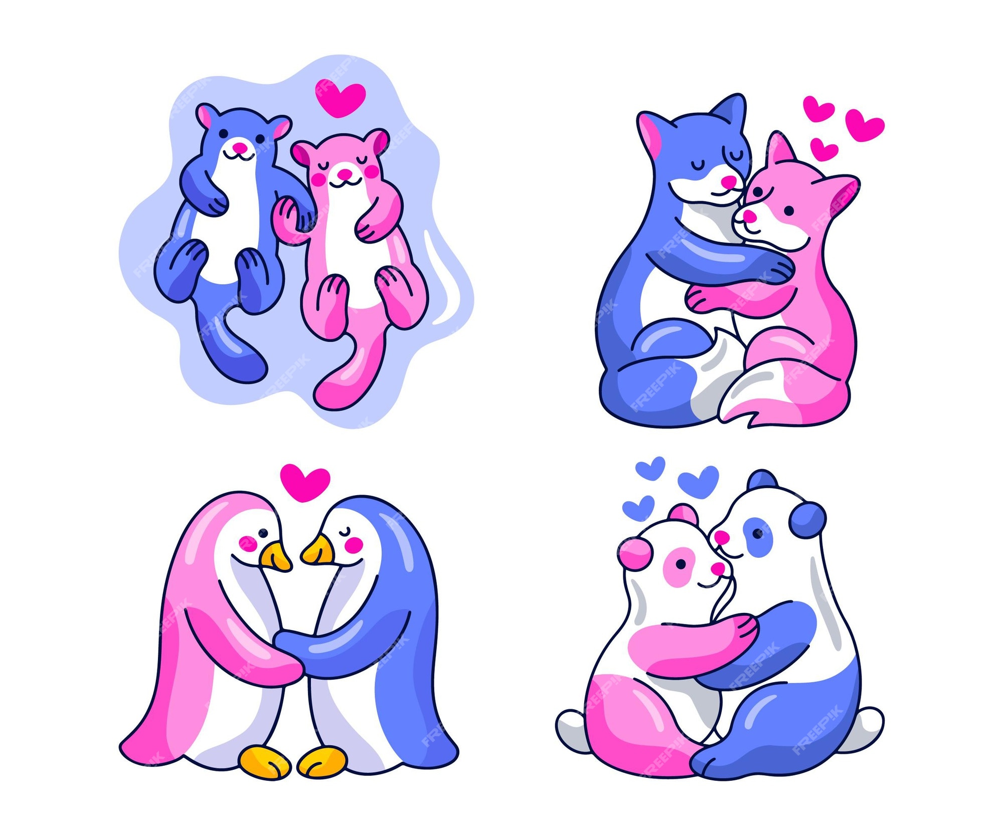 Premium Vector | Collection of cute love stickers