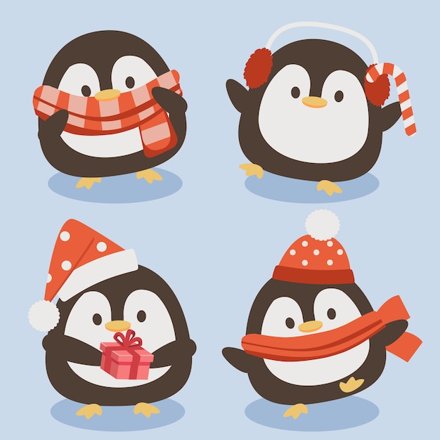 Download Premium Vector | The collection of cute penguin in ...