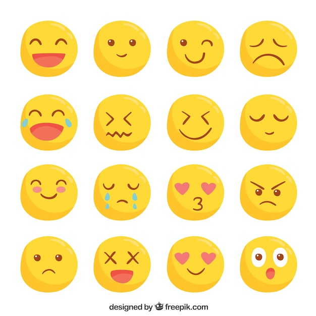 Free Vector | Collection of cute yellow smileys