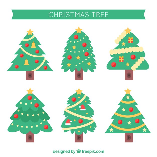 Free Vector | Collection of decorated christmas trees in various shapes