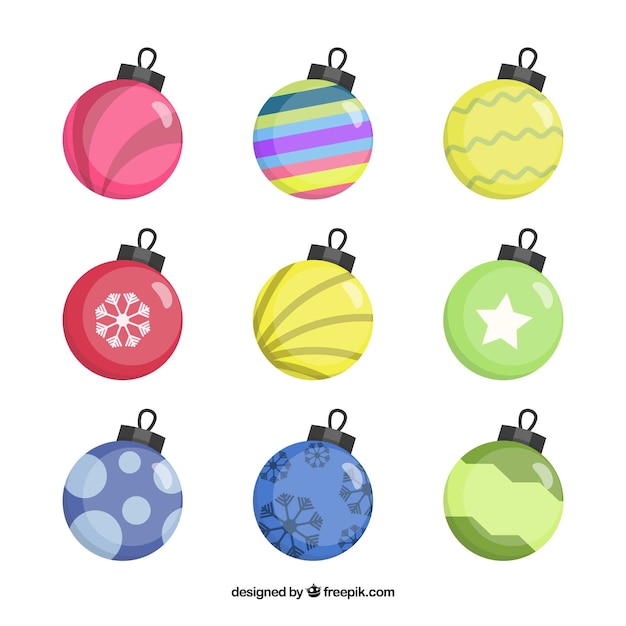 Free Vector  Collection of decorative christmas ball