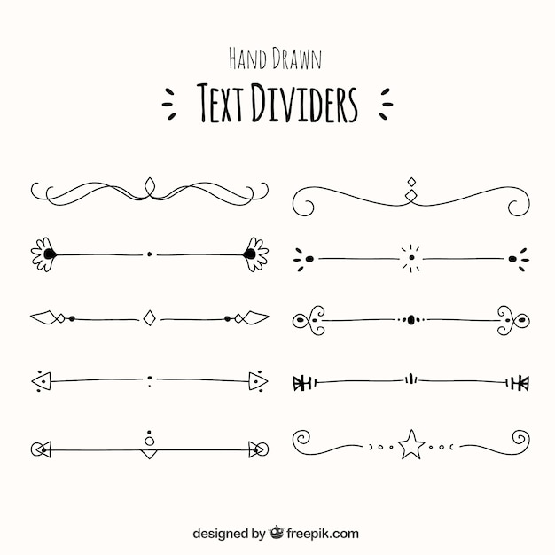 Download Free Vector | Collection of decorative hand drawn text divider