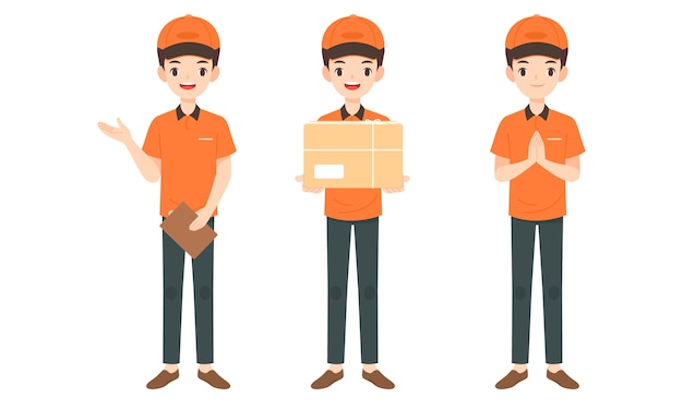 Premium Vector Collection Of Delivery Man Character 1323