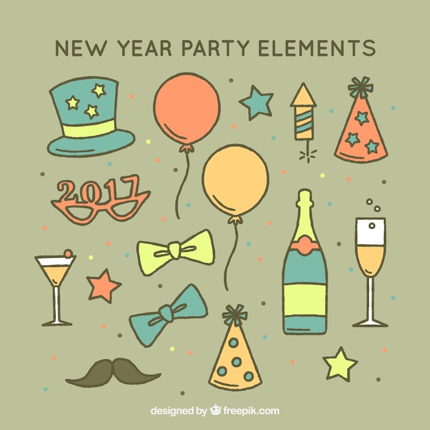 Free Vector | Collection of different elements to celebrate the new year