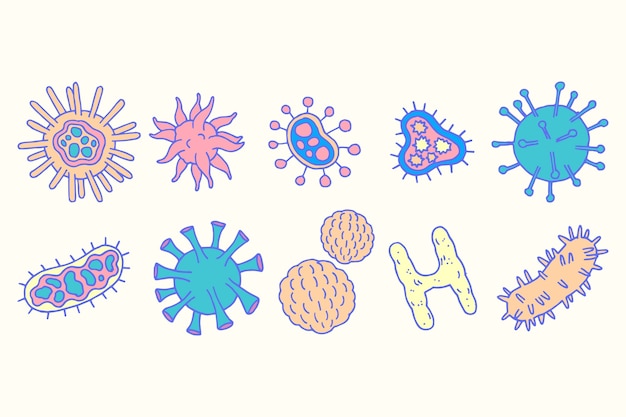 Free Vector | Collection of different viruses illustrated