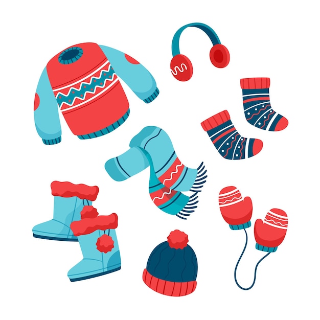 Free Vector | Collection of different winter clothes