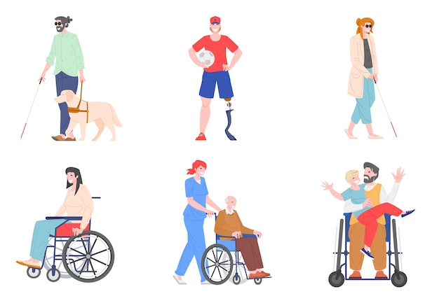 Premium Vector | Collection Of Disabled People Illustration