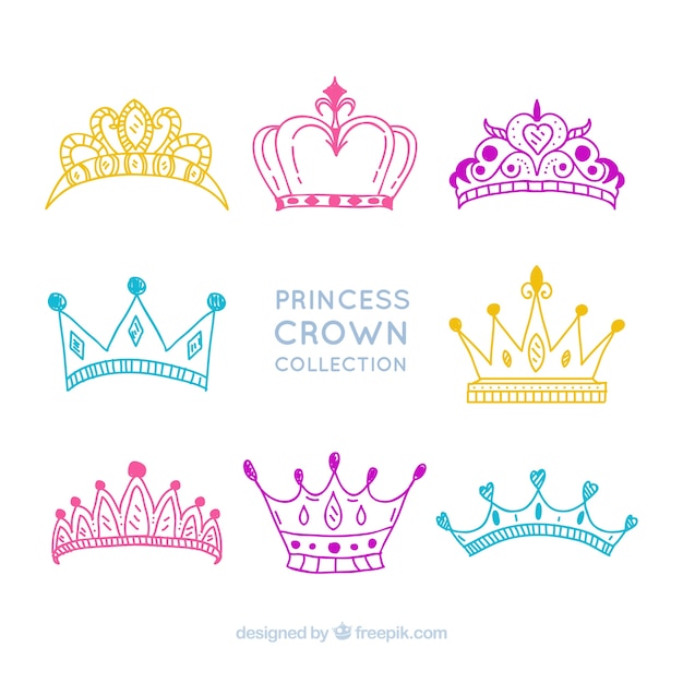 Free Vector | Collection of drawings of princess crowns