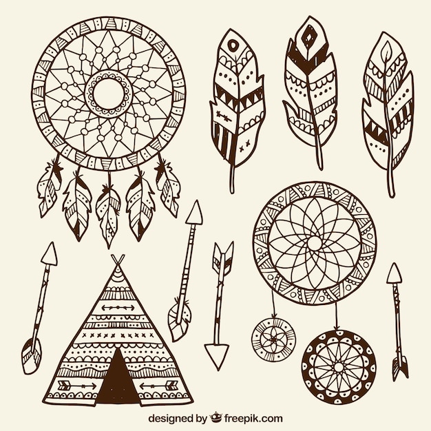 Free Vector Collection of ethnic drawings