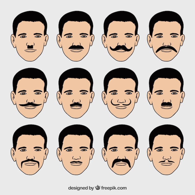 Free Vector Collection Of Faces With Different Types Of Mustaches