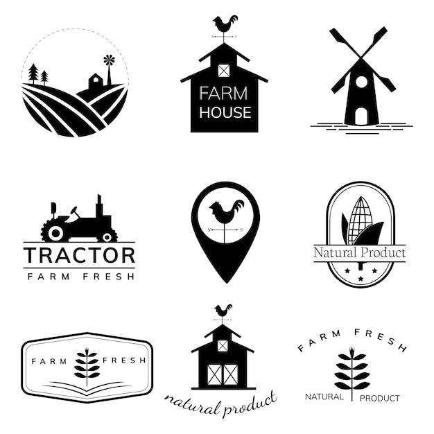 Free Vector | Collection of farming logo illustrations