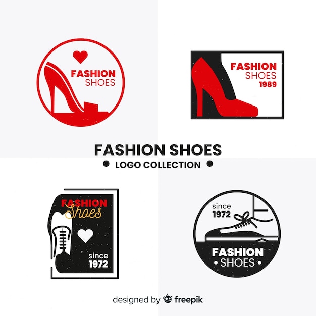 Collection of fashion shoe logos | Free Vector