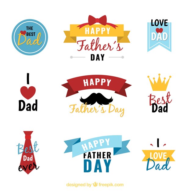 collection-of-father-s-day-stickers-free-vector