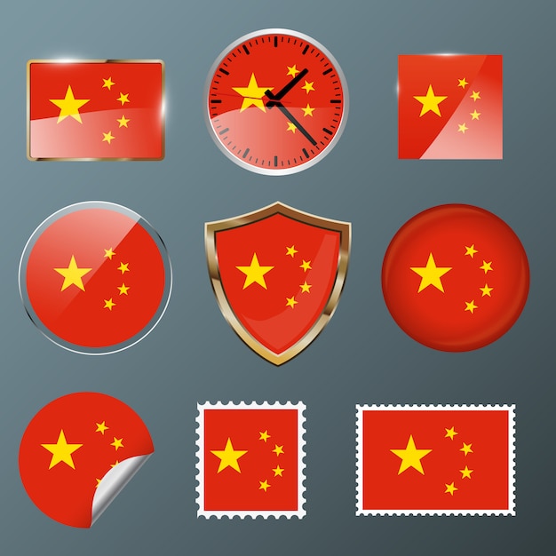 Download Collection flag china | Premium Vector