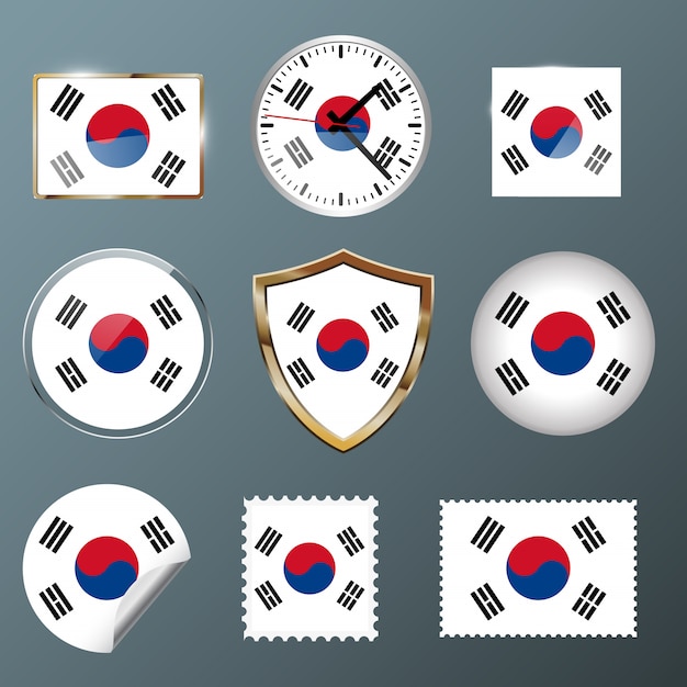 Download Collection flag south korea | Premium Vector