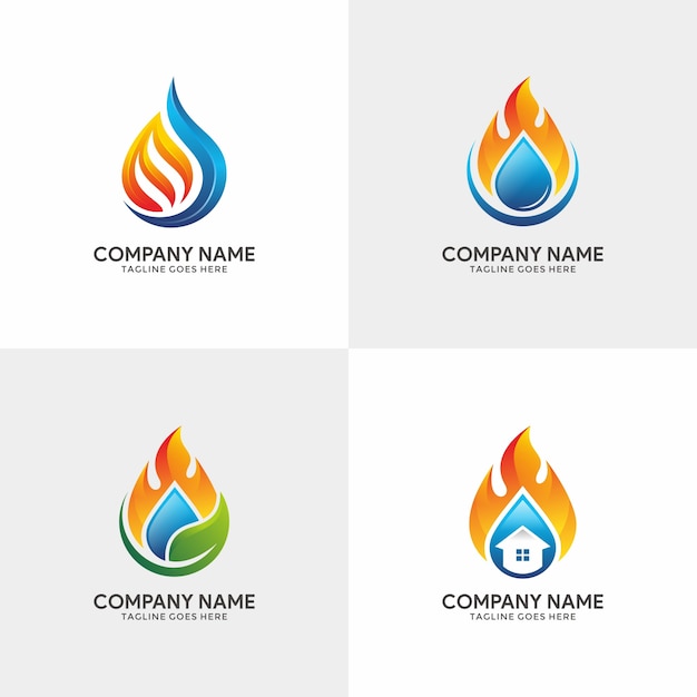 Premium Vector | Collection of flame logo.