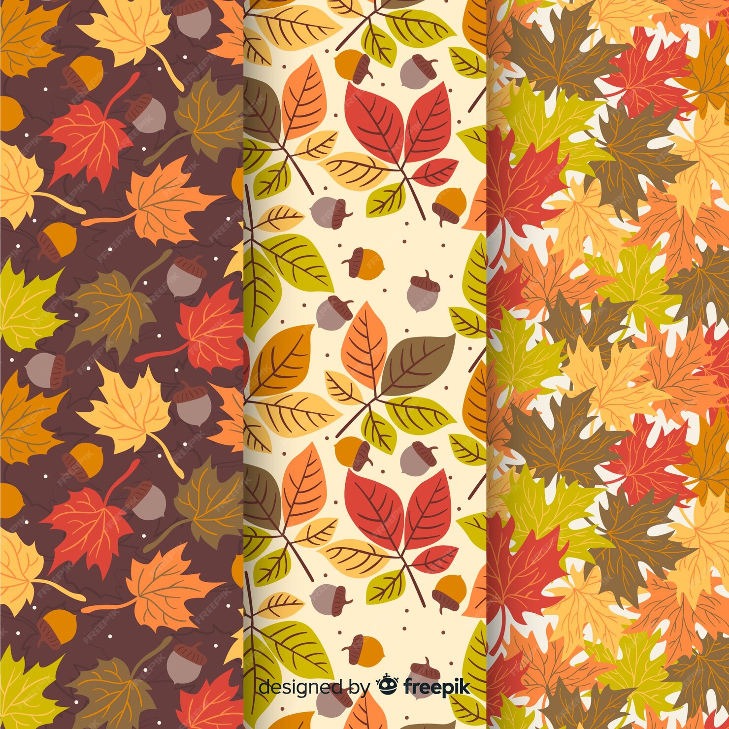 Free Vector Collection of flat autumn patterns