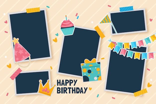 Free Vector | Collection of flat birthday collage frame