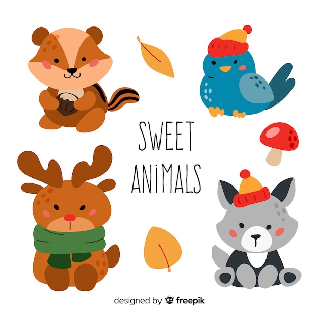 Download Collection of flat forest animals Vector | Free Download