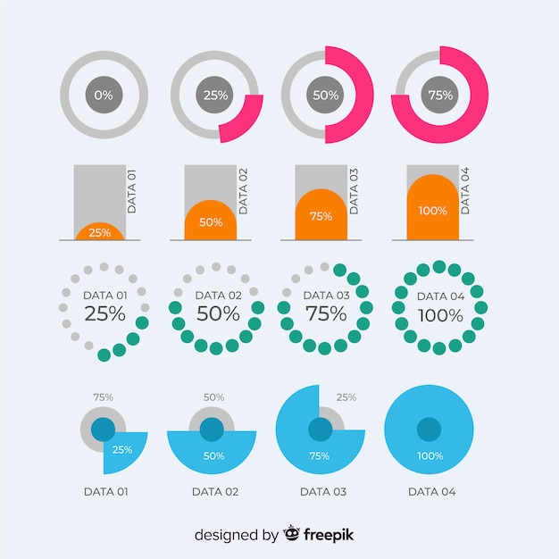 Collection of flat infographic elements Free Vector