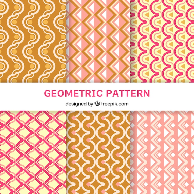 Free Vector Collection of flat patterns with geometric design