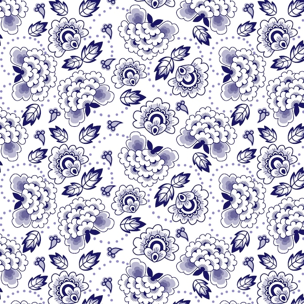 Premium Vector Collection of floral, oriental porcelain seamless patterns