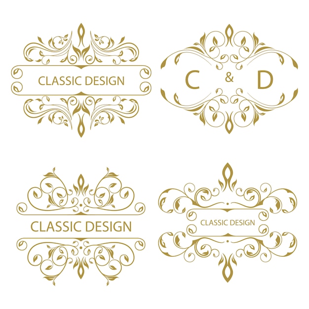 Download Free Vector | Collection of floral ornament logo