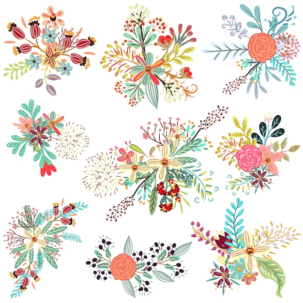 Download Collection of floral rustic flowers Vector | Free Download