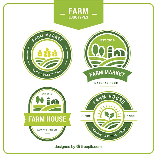 Download Free Collection Of Four Green Farm Logos Free Vector Use our free logo maker to create a logo and build your brand. Put your logo on business cards, promotional products, or your website for brand visibility.