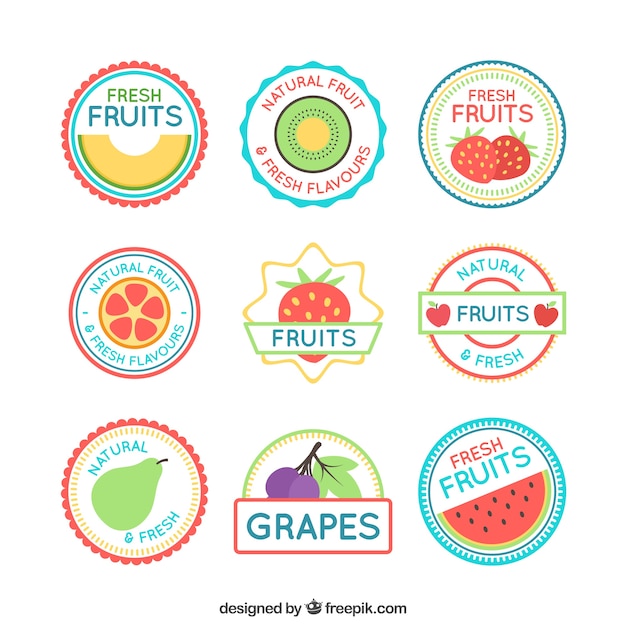 Free Vector | Collection of fruit labels in flat design