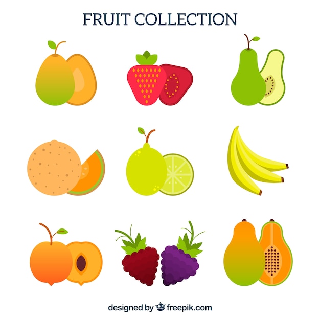 Collection of fruits in flat design | Free Vector