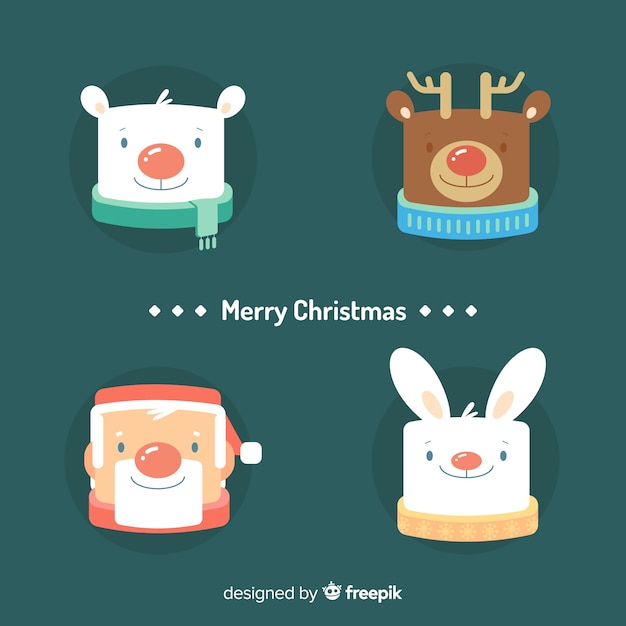 Free Vector | Collection of funny christmas characters