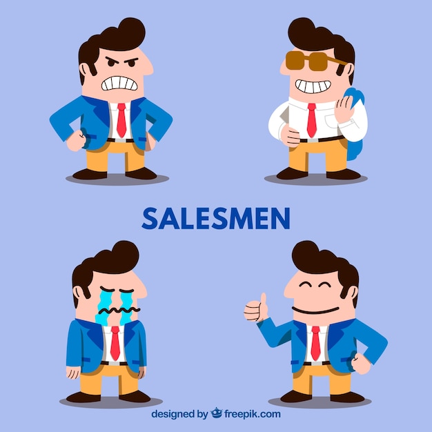 Collection of funny salesman characters Vector | Free Download