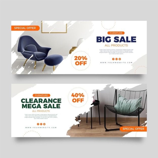 Premium Vector Collection Of Furniture Sales Banners