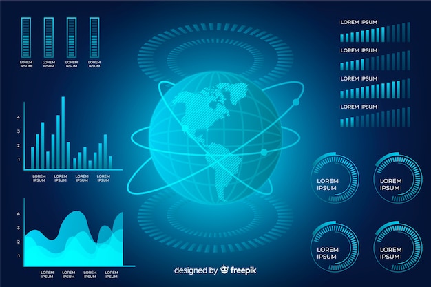 Collection of futuristic infographic elements | Free Vector