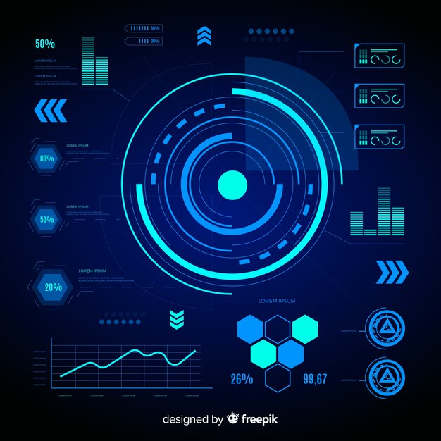 Collection Of Futuristic Infographic Elements Vector | Free Download