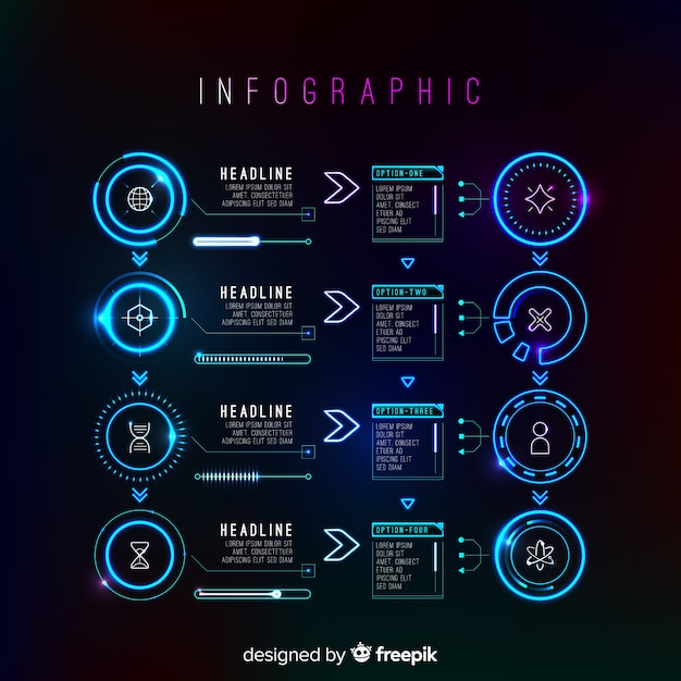 Collection Of Futuristic Infographic Elements | Free Vector