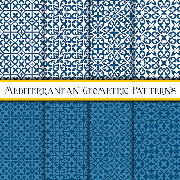 Premium Vector Collection of geometric mediterranean seamless pattern