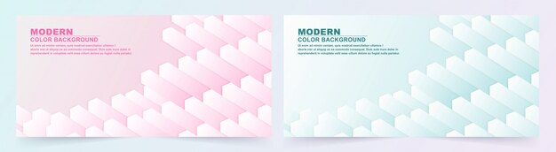 Premium Vector | Collection of geometric pink and blue banner.