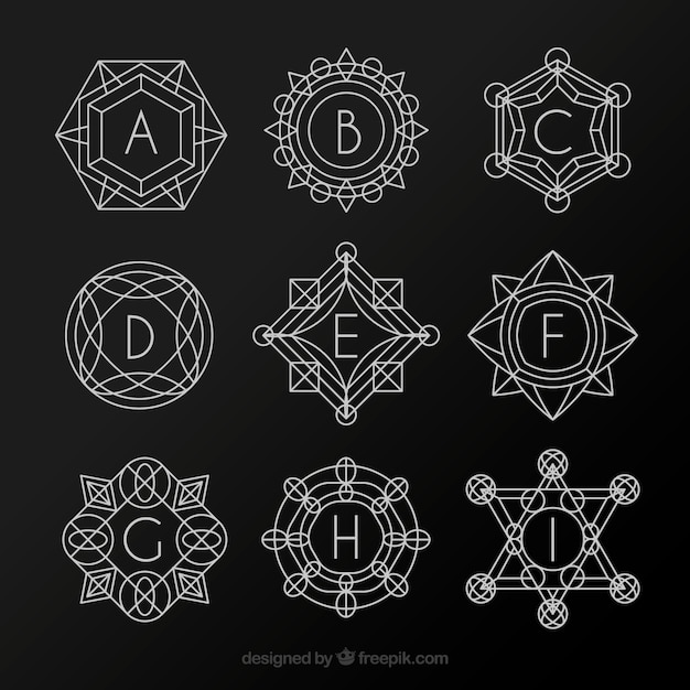 Download Collection of geometric shapes monograms | Free Vector