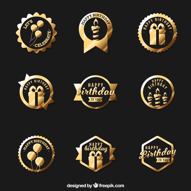 Collection Of Golden Birthday Badge Free Vector