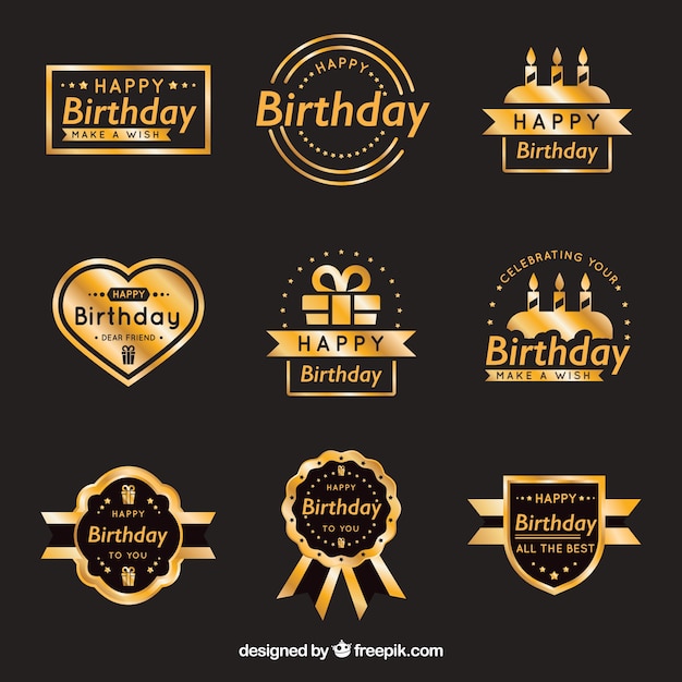 Free Vector Collection Of Golden Birthday Badge