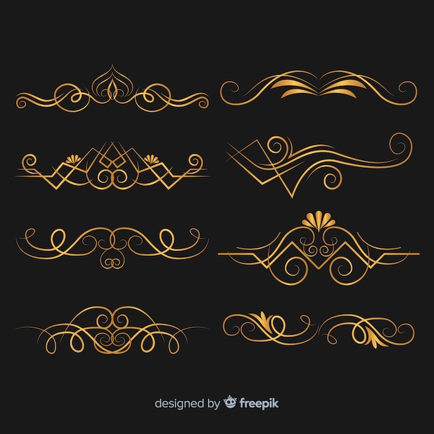 Collection of golden ornaments | Free Vector