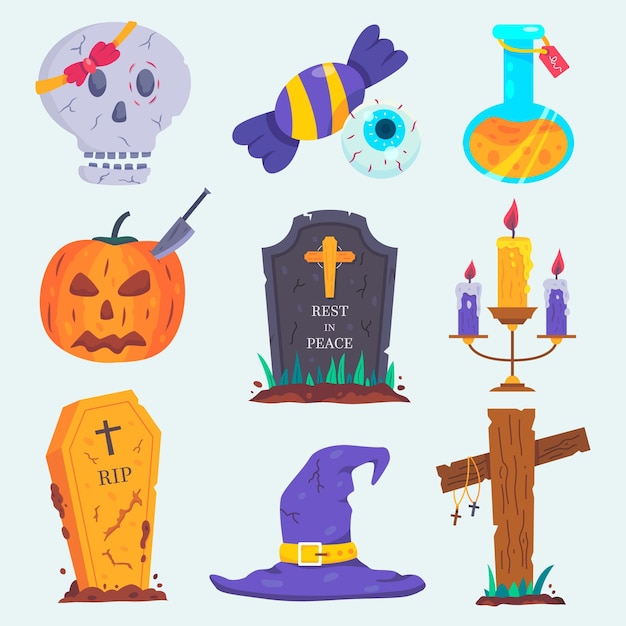 Free Vector | Collection Of Halloween Elements