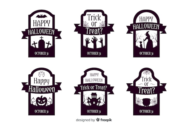 Free Vector | Collection of halloween label in flat design