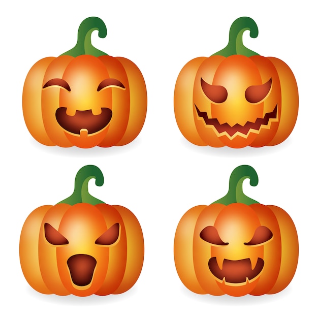 Premium Vector | Collection of halloween pumpkins with various expressions