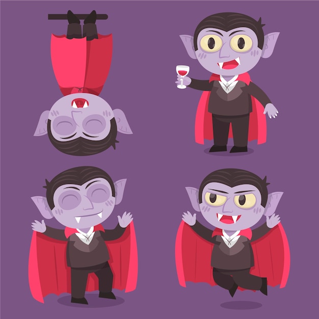 Collection of halloween vampire character | Free Vector