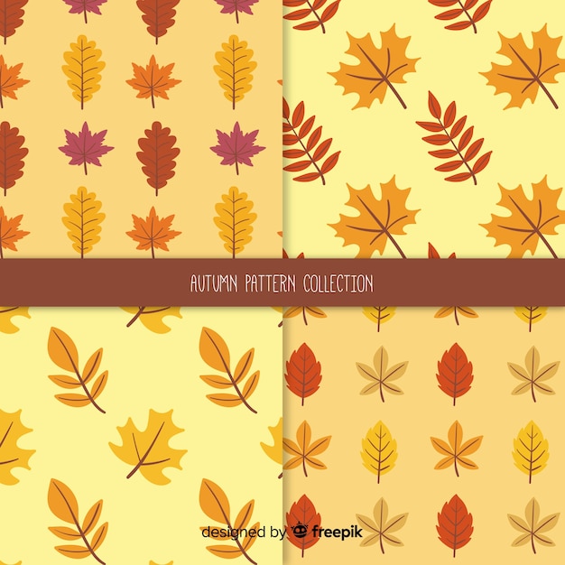 Collection of hand drawn autumn patterns Free Vector