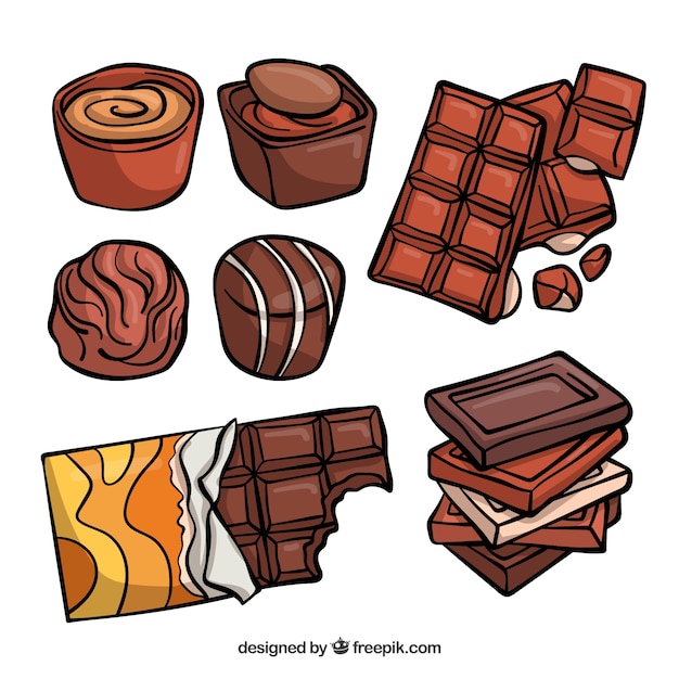Collection of hand drawn chocolate bars | Free Vector