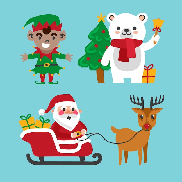 Download Collection of hand drawn christmas characters Vector ...